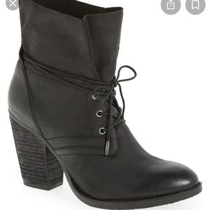 Steve Madden Ravina Leather Black Heel Ankle Boots